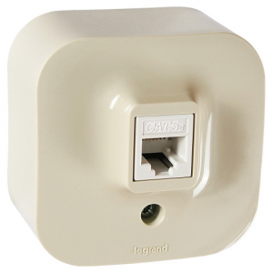 Розетка компьютерная Legrand Quteo 782254 RJ45 5E UTP одноместная Слоновая кость