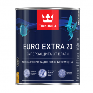 Tikkurila Euro Extra 20 C 0.9 л, Краска интерьерная для влажных помещений (полупрозрачная)