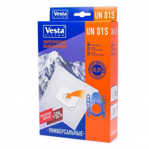 Мешок для пылесоса Vesta filter, UN 01 S, синтетический, 4 шт, + 1 фильтр