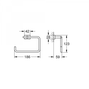 Полотенцедержатель GROHE Essentials Cube 40510001 186 мм сталь хром
