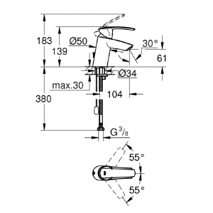 Смеситель для раковины GROHE Start New 32277001 S-Size однорычажный