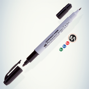 Маркер перманентный двусторонний Crown Multi Marker Twin черный грифель 2/1 мм