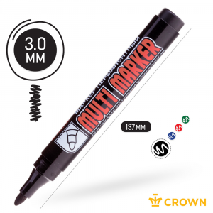CROWN Маркер перманентный "Multi Marker" черный, 3 мм