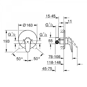 Смеситель для душа GROHE Eurostyle 2015 23725003 однорычажный со встраиваемым механизмом в комплекте без переключателя