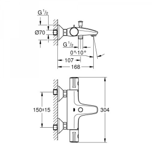 Смеситель для ванны GROHE Grohtherm 800 34576000 с коротким изливом с термостатом