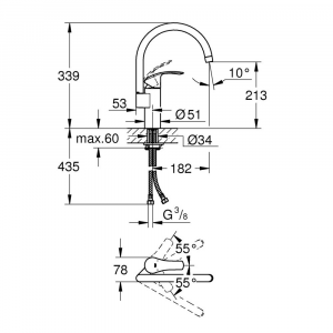 Смеситель для кухни GROHE Eurosmart New 33202002 однорычажный