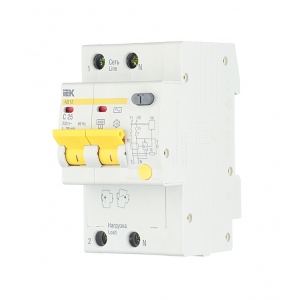 Автомат дифференциальный IEK АД-12 (MAD10-2-025-C-030) 25А 30 мА 1P+N тип AC 4,5 кА