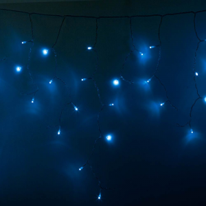 Гирлянда Айсикл (бахрома) светодиодный, 2,4 х 0,6 м, провод, 230 В, диоды синии, 88 LED Neon-Night 255-053