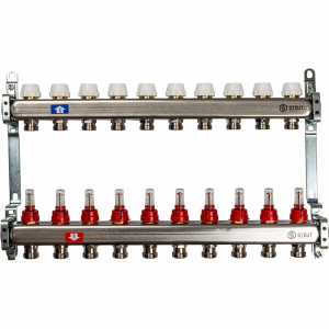 Коллектор из нержавеющей стали с расходомерами stout 10 выходов sms 0917 000010