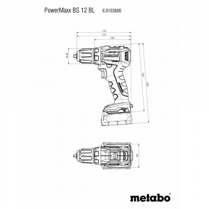 Дрель-шуруповерт аккумуляторная Metabo PowerMaxx BS 12 BL (601038500) 12В 2х2Ач Li-Ion
