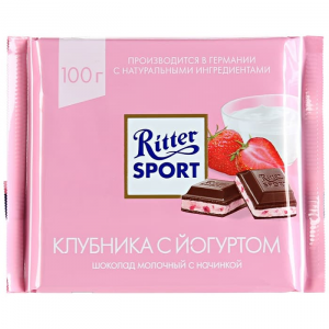 Шоколад Ritter Sport "Клубника с йогуртом" молочный