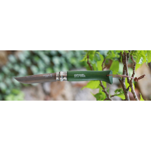 Нож Opinel №8 Trekking, нержавеющая сталь, кожаный темляк, хаки