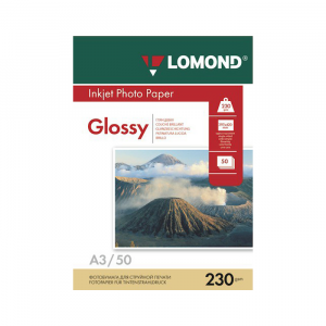Фотобумага Lomond A3,230гр, 50л белый глянцевое для струйной печати (102025)