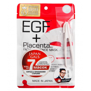 Japan Gals Маска Facial Essence Mask с Плацентой и EGF фактором, 7шт