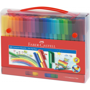 Фломастеры Faber-Castell Connector, 60 цветн, смываемые, соединяемые колпачки. уп, европодв 155560