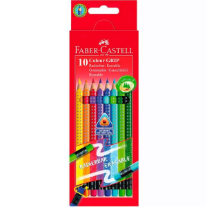 Карандаши цветные стираемые Faber-Castell Grip, 10 цветн, заточен, 116613