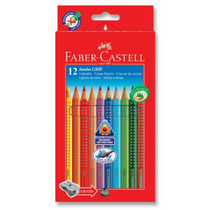 Карандаши цветные Faber-Castell Jumbo Grip, 12 цветн, трехгран, утолщен, заточен, 110912