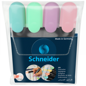 Набор текстовыделителей Schneider Job 4 цветн, 1-5 мм, прозрачный чехол