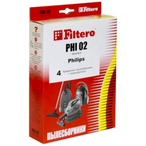 Пылесборники FILTERO PHI 02 Standard, двухслойные, 4 шт., для пылесосов PHILIPS