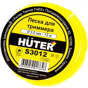 Леска для садовых триммеров HUTER S3012, 3мм, 12м [71/2/2]