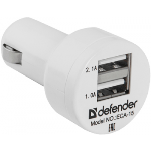 Автомобильное зарядное устройство Defender ECA-15 2 порта USB 83561