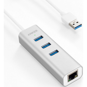 Разветвитель USB ANKER 3-Port USB 3.0 Aluminum HUB with 10/100/1000 Gigabit Ethernet Converter