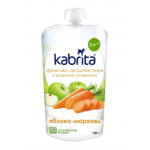 Органическое пюре Kabrita "Яблоко-морковь" с козьими сливками
