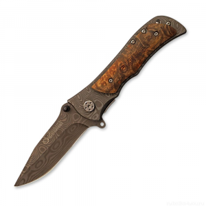 Нож Kosadaka складной 20.5/12см дамасский (с деревянной накладкой) N-F37W