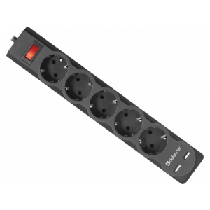 Сетевой фильтр Defender DFS 751 2xUSB 5 Sockets 1.8m 99751