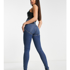 Темные женские джинсы с завышенной талией ASOS DESIGN Tall Синие