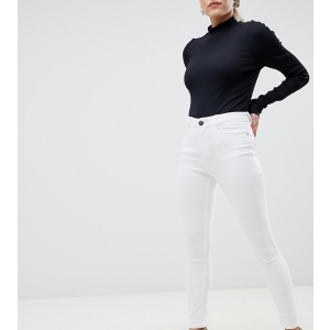 Белые женские джинсы скинни с завышенной талией ASOS DESIGN Petite Ridley