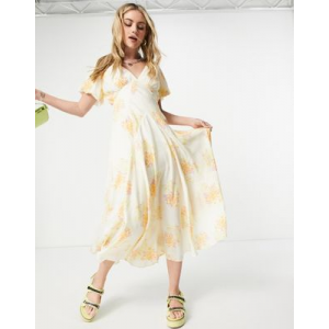 Чайное платье макси с винтажным цветочным принтом Free People Laura Многоцветный
