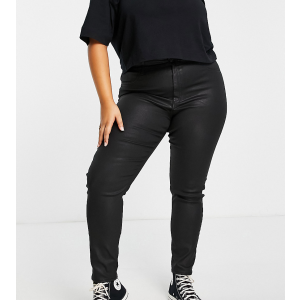 Черные женские джинсы скинни с покрытием и завышенной талией ASOS DESIGN Ridley