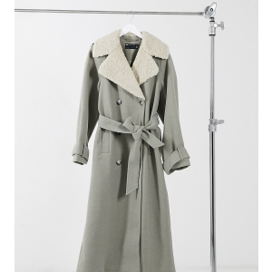 Женское пальто с поясом ASOS DESIGN Коричневое