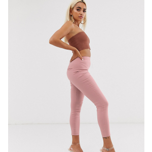 Женские брюки скинни с завышенной талией ASOS DESIGN Petite Розовые