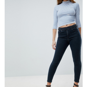 Темные женские джинсы скинни с завышенной талией ASOS DESIGN Petite Ridley Синие