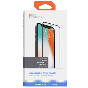 Защитное стекло InterStep 3D Full Cover для iPhone 11 Pro Max Черн. рамка