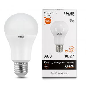 Лампа GAUSS LED Elementary A 60 14 W E 27 2700 K 23214 P