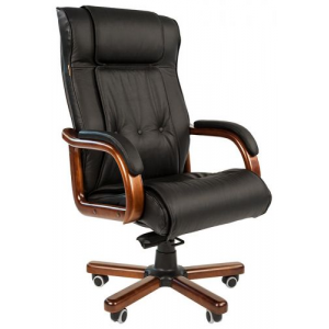 Кресло офисное Chairman 653 Chairman 7001203 черное, натуральная кожа, до 120 кг