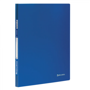 Папка BRAUBERG 221629 с боковым металлическим прижимом стандарт, синяя, до 100 листов, 0,6 мм