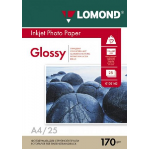 Бумага А4 для струйных принтеров Lomond, 170г/м2 (25л) гл.одн., тип покрытия Cast Coated 0102143