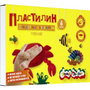 Пластилин "Каляка-Маляка", 6 цветов, стек