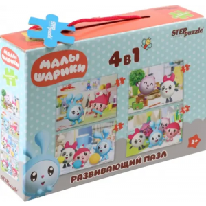 Step Puzzle Пазл средний Малышарики, 4 в 1