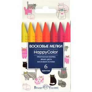 Bruno Visconti Мелки восковые "Happy color", 6 цветов