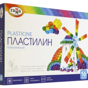 Пластилин Гамма "Классический", 16 цветов, со стеком