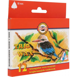 Пастель восковая Koh-i-Noor "Trio Wax", трехгранная, 12 цветов 8272/12