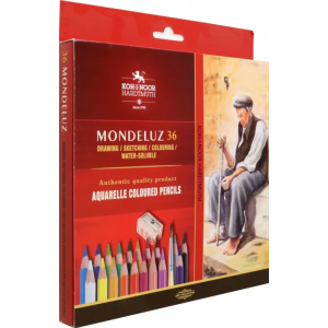 Koh-I-Noor Карандаши акварельные Mondeluz Old Man 3712, 36 цветов, с кисточками и точилкой