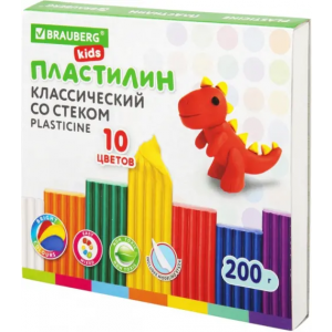 Пластилин классический brauberg, 10 цветов, со стеком