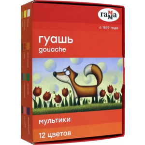 Гамма Гуашь "Мультики", 12 цветов