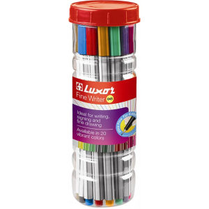 Luxor Набор капиллярных ручек "Fine Writer 045", 20 цветов, 0,8 мм, пластиковая банка